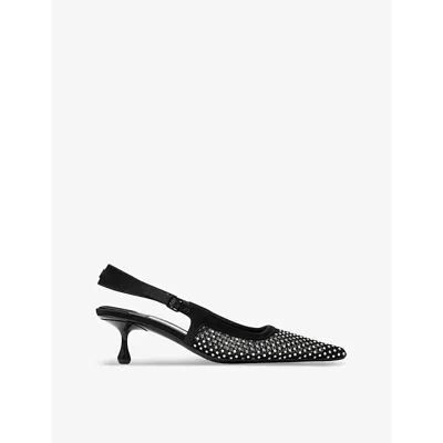 JIMMY CHOO WOMENS BLACK/CRYSTAL AMEL 50 CRYSTAL-EMBELLISHED MESH HEELED COURTS EUR 37.5 / 4.5 UK