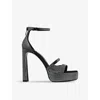 Jimmy Choo Claressa 125 Crystal Satin Platform Sandals In Black/crystal