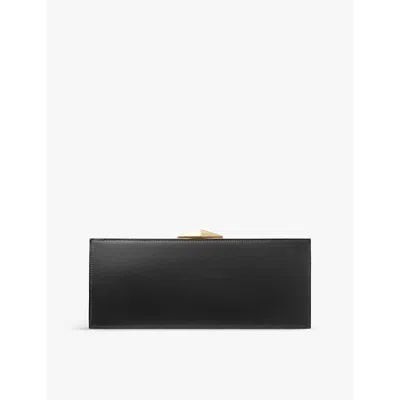 Jimmy Choo Womens Black/gold Diamond Cocktail Leather Clutch Bag