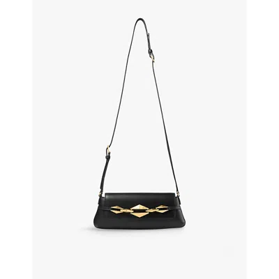 Jimmy Choo Small Leather Diamond Shoulder Bag In Black/gold