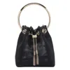 Jimmy Choo Leather Bucket Bag Metallic Handle In Black