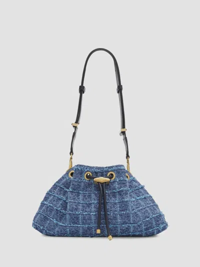 Jimmy Choo Women's Bon Bon Crosshatch Denim Bucket Bag