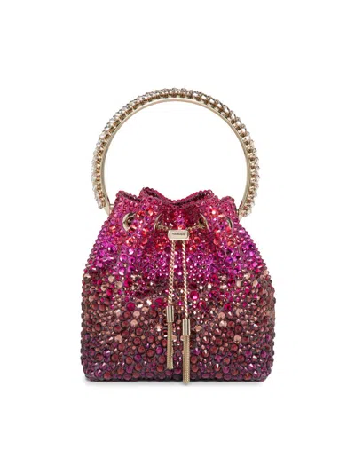 Jimmy Choo Bon Bon Crystal Degrade Top Handle Bucket Bag In Multi