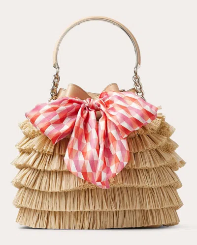 Jimmy Choo Women's Bon Bon Fringe Bucket Bag In Natural/candy Pink Mix/light Gold