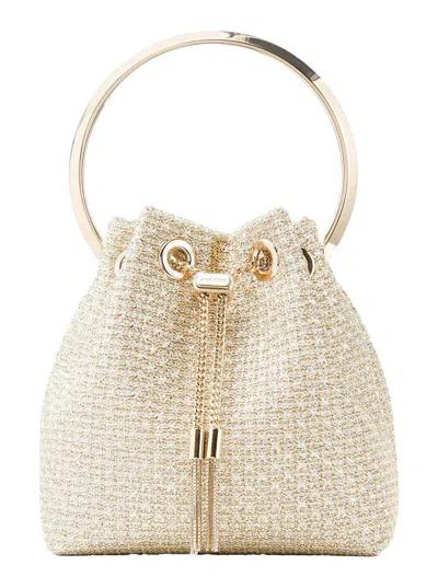 Jimmy Choo Women 'bon Bon' Metallic Handbag With Chain-link Shoulder Strap And Round Top Handle In M