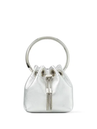Jimmy Choo Bon Bon Micro Bucket Bag In Silver