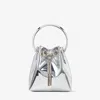 Jimmy Choo Women's Bon Bon Mirror Fabric Mini Bag With Metal Handle In Silver In Silver
