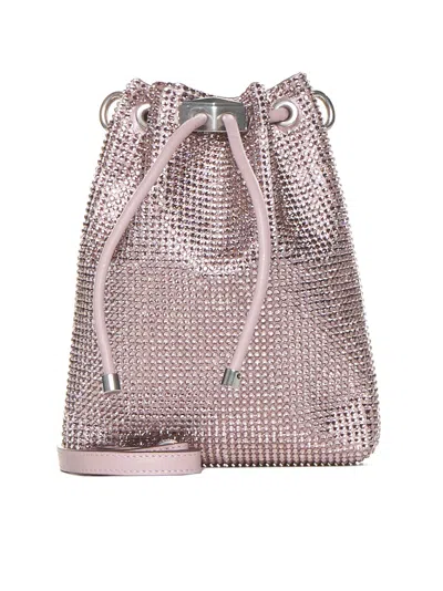 Jimmy Choo Women Bon Bon Rhinestone Satin Mini Bucket Bag In Rose Antique,silver