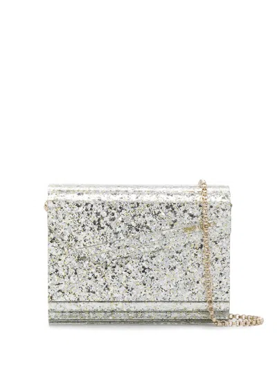 Jimmy Choo Women Borsa Coarse Glitter Acrylic In Silver