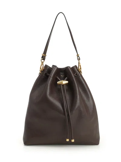 Jimmy Choo Women Brown Leather “cinch” Bucket Bag