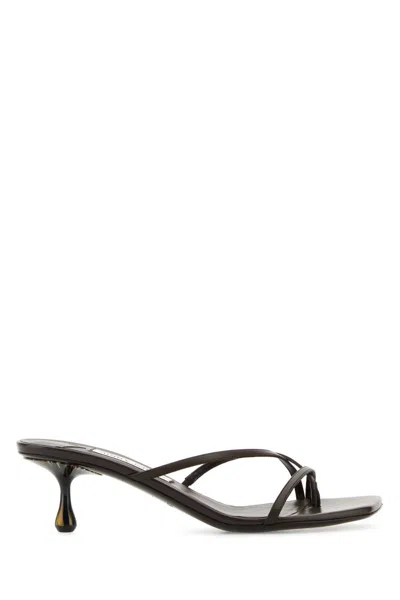 Jimmy Choo Women Brown Leather Etana Mules