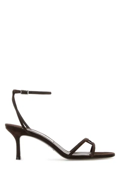 JIMMY CHOO JIMMY CHOO WOMEN BROWN SUEDE LEO 65 SANDALS