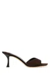 Jimmy Choo Brown Suede Slippers With 7cm Heel And Open Toe In Multi