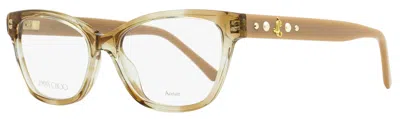 Jimmy Choo Women's Butterfly Eyeglasses Jc334 Hr5 Striped Pink 52mm In Brown