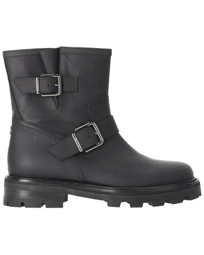 Pre-owned Jimmy Choo Women's Calfskin Leather Youth Ii Buckled Bootie (authentic Pre-  Loved)