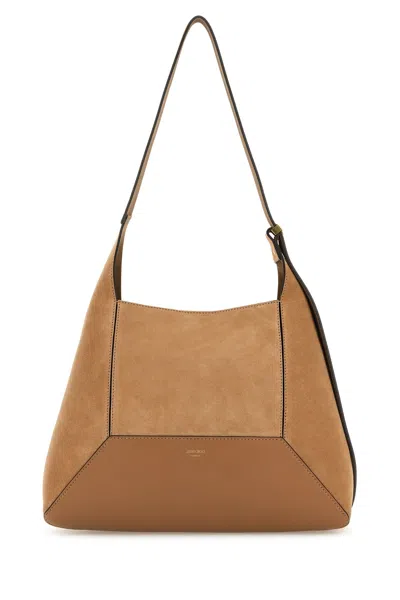 JIMMY CHOO JIMMY CHOO WOMEN CAMEL SUEDE MEDIUM DIAMOND SHOULDER BAG