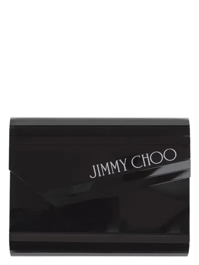 Jimmy Choo Candy Logo-print Clutch Bag In Black