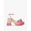 Jimmy Choo Womens Candy Pink/natural Ricia 95 Leather Platform Sandals Eur 37.5 / 4.5 Uk In Candy Pink/natural