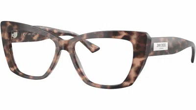 Jimmy Choo Women's Cat Eye Eyeglasses Frame In Opal Pink Havana In Brown