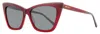 Jimmy Choo Women's Cat Eye Sunglasses Lucine Dxlt4 Red Glitter 55mm In Multi
