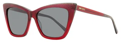 Jimmy Choo Women's Cat Eye Sunglasses Lucine Dxlt4 Red Glitter 55mm In Multi