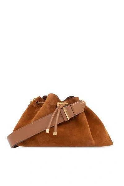 Jimmy Choo The Cinch Suede Shoulder Bag In Tangold