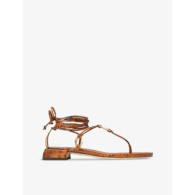 Jimmy Choo Onyxia Leather Sandals In Copper/gold