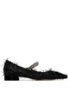 Jimmy Choo Bing Feather-embellished Ballet Flats In Nero