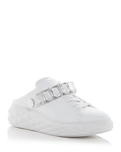 Jimmy Choo Women's Diamond Embellished Platform Slingback Sneakers In White