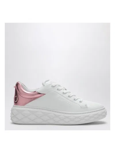 Jimmy Choo Women's Diamond Maxi White/pink Metallic Sneaker | Size 40 | Diamondmaxifiibfb