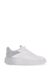 Jimmy Choo Low Top Leather Sneakers With Metallic Heel In White