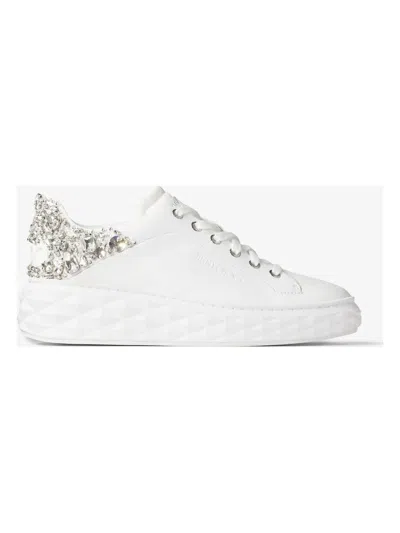 Jimmy Choo Diamond Light Maxi Leather Sneakers In White