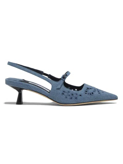 Jimmy Choo Women's Didi 45mm Embroidered Denim Pumps In Blue