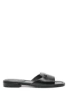 Jimmy Choo Flat Leather Sandals With Square Open Toe In Black