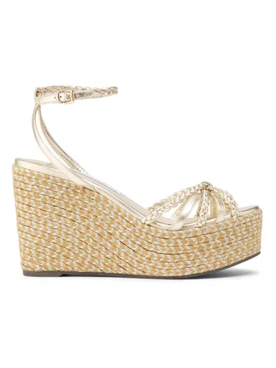 Jimmy Choo Women's Dree 100mm Metallic Leather Wedge Espadrilles In Brown