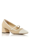 Jimmy Choo 'elisa' Block Heel Pearl Square Toe Pumps In Latte/natural