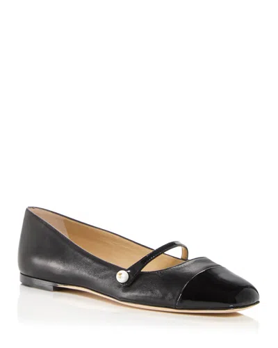 Jimmy Choo Elisa Black Nappa And Patent Leather Flats