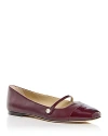 Jimmy Choo Elisa Leather Mary Jane Flats In Garnet