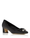 Jimmy Choo Elme Leather Bow Ballerina Pumps In Black