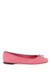 Jimmy Choo Elme Leather Bow Ballerina Flats In Pink
