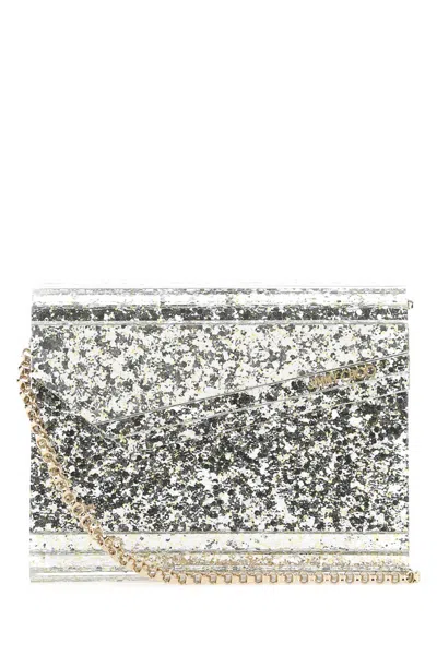 Jimmy Choo Women Embellished Acrylic Candy Clutch In Metallic