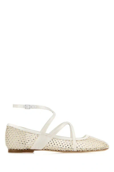 JIMMY CHOO JIMMY CHOO WOMEN EMBELLISHED MESH ASTORIA BALLERINAS