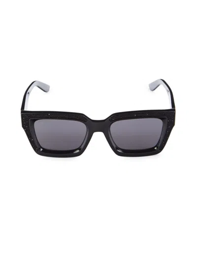 Jimmy Choo Women's Embellished Rectangle Sunglasses In Black