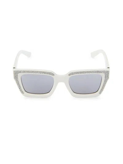 Jimmy Choo Women's Embellished Rectangle Sunglasses In White