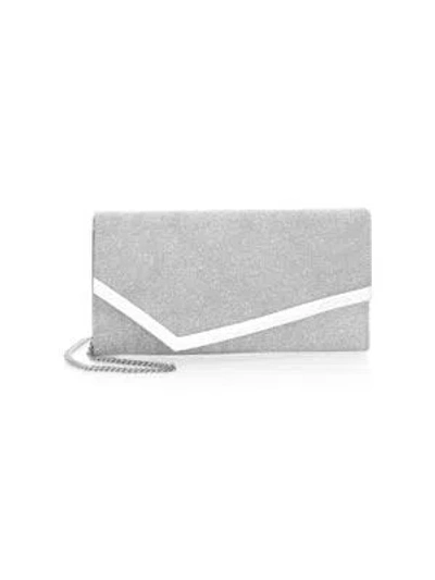 Jimmy Choo Women's Emmie Glitter Leather Clutch In Silver