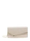 Jimmy Choo Emmie Metallic Clutch With Chain-link Shoulder Strap And Embossed Logo Lettering On The Front In Lea In Multi