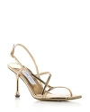 Jimmy Choo Etana 80 Metallic Leather Heeled Sandals In Gold