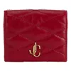 Jimmy Choo Women's Farone Leather Card Case Folding Wallet In Raspberry Red In Red