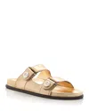 Jimmy Choo Fayence Metallic Pearly-button Slide Sandals In Gold