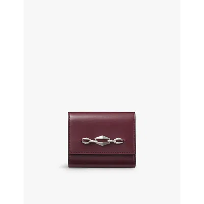 Jimmy Choo Marinda Buckle-embellished Leather Purse In Garnet/antique